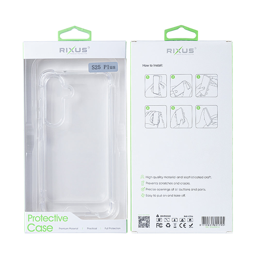 Rixus Anti-Burst Case For Samsung Galaxy S25 Plus S936B Transparent