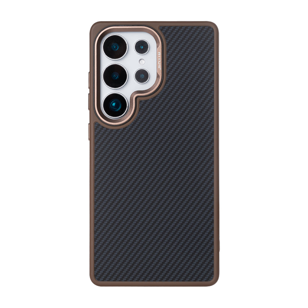 Rixus Mag Carbon With MagSafe For Samsung Galaxy S25 Ultra S938B Brown