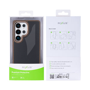 Rixus Mag Carbon With MagSafe For Samsung Galaxy S25 Ultra S938B Brown