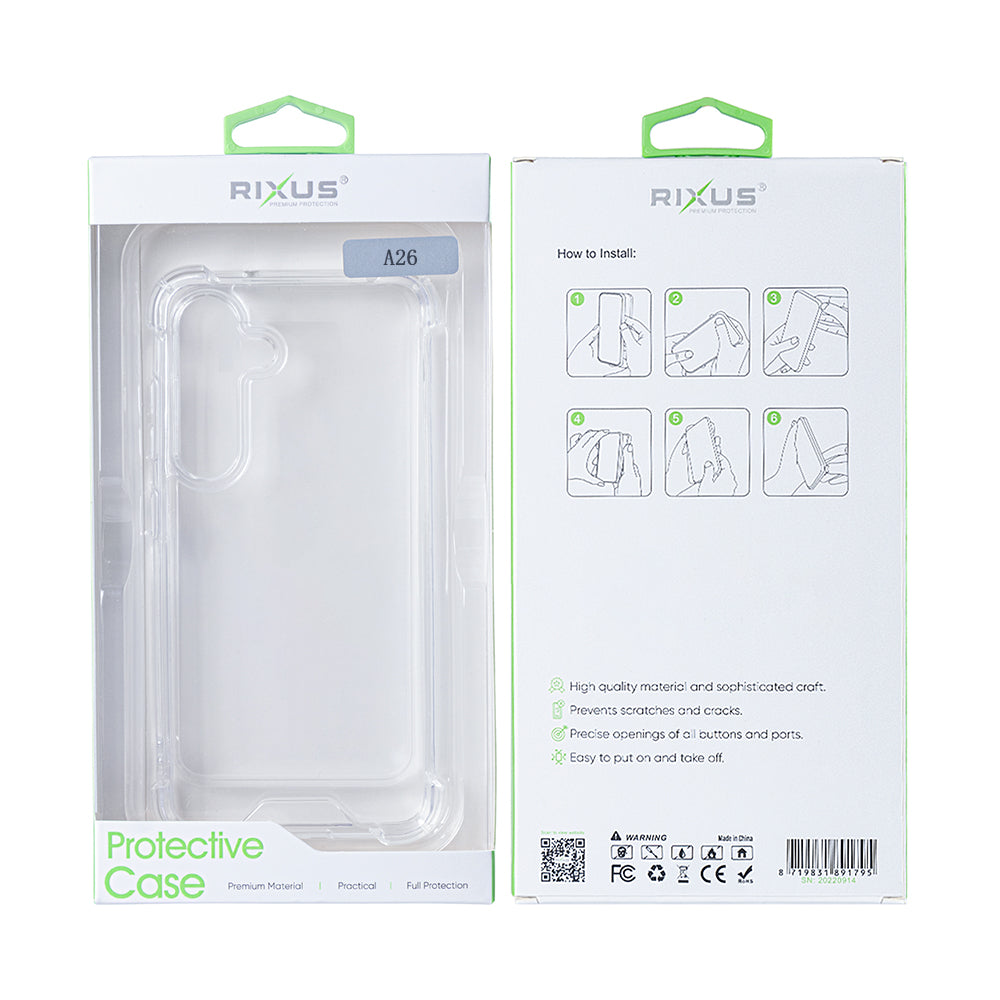 Rixus Anti-Burst Case For Samsung Galaxy A26, A17 Transparent