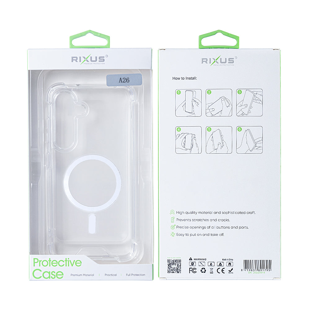 Rixus Anti-Burst Case With MagSafe For Samsung Galaxy A26, A17 Transparent