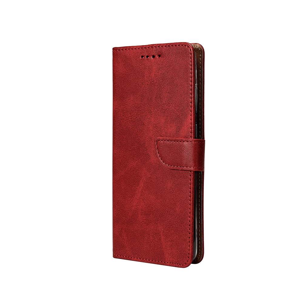 Rixus Bookcase For Samsung Galaxy A26, A17 Dark Red