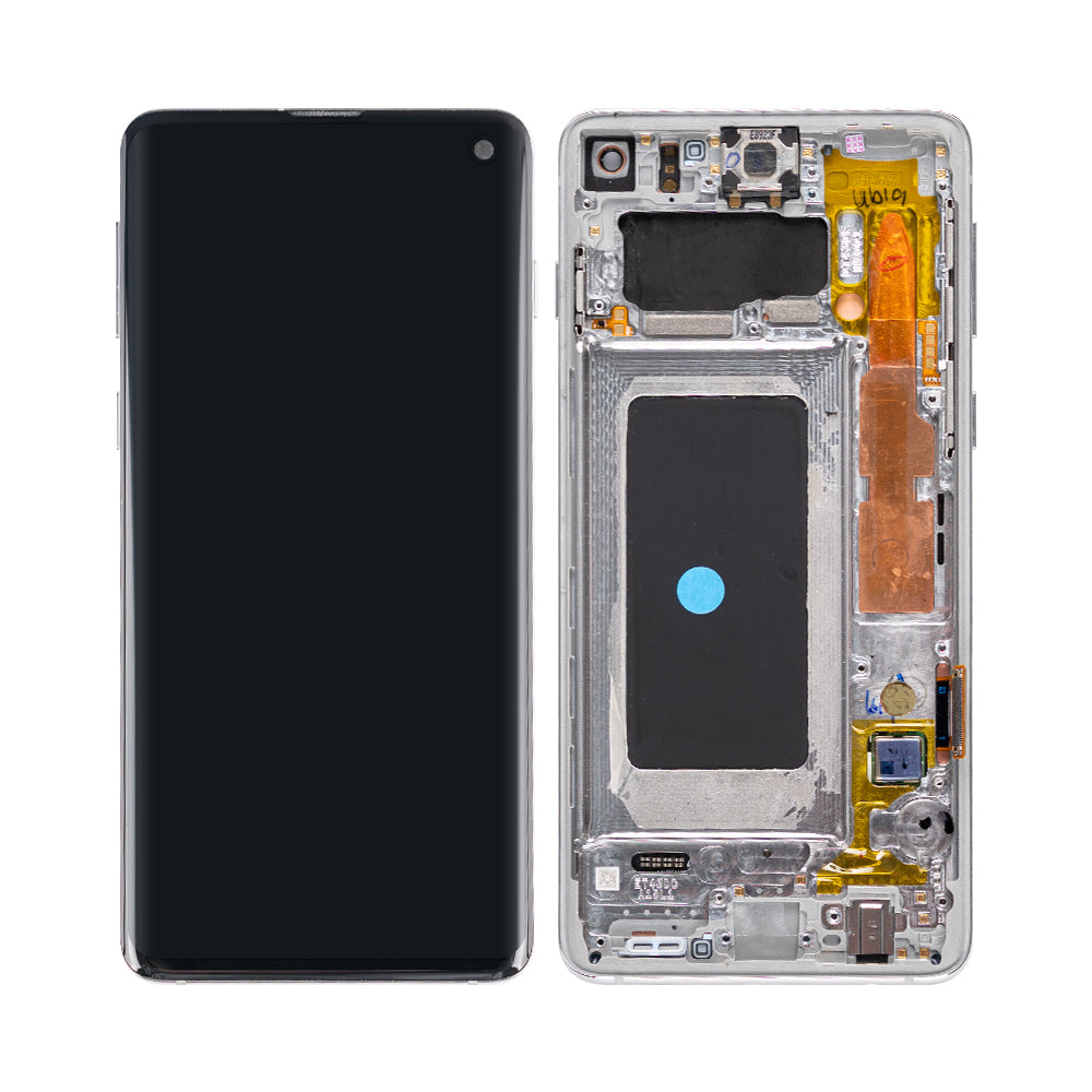 Samsung Galaxy S10 G973F Display And Digitizer With Frame Prism White Pulled