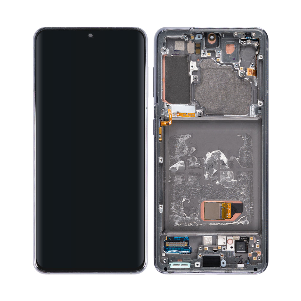 Samsung Galaxy S21 5G G991B Display And Digitizer With Frame Phantom Gray Pulled