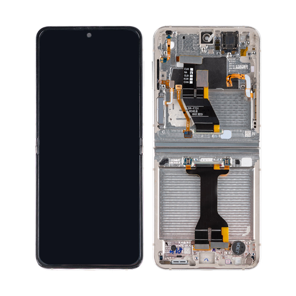 Samsung Galaxy Z Flip5 F731B Display And Digitizer With Frame Cream Pulled