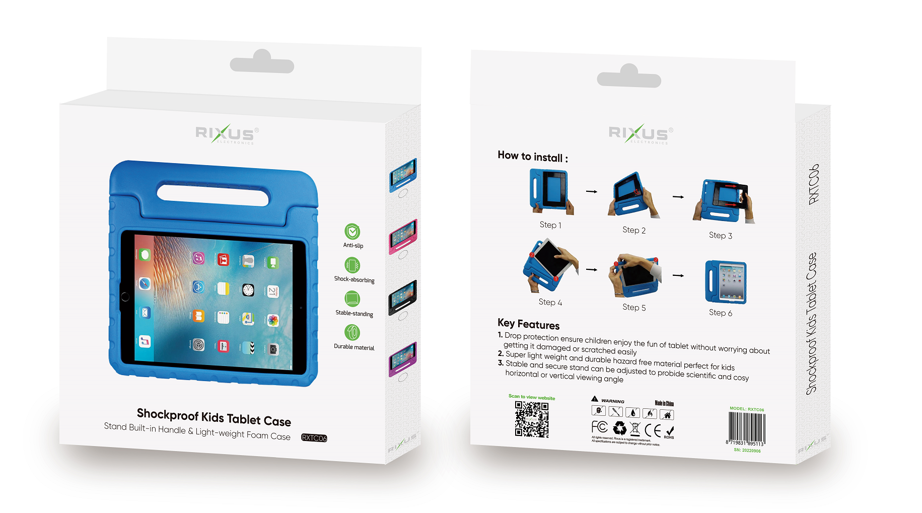 Rixus RXTC06 For iPad 2/3/4/9.7" Tablet Kids Case Blue