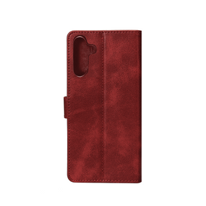 Rixus Bookcase For Samsung Galaxy S24, S25 Dark Red