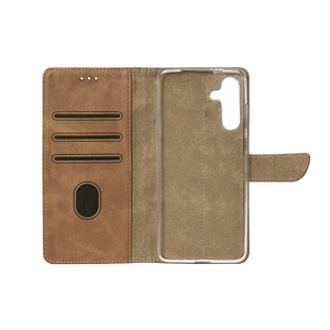 Rixus Bookcase For Samsung Galaxy S24, S25 Light Brown