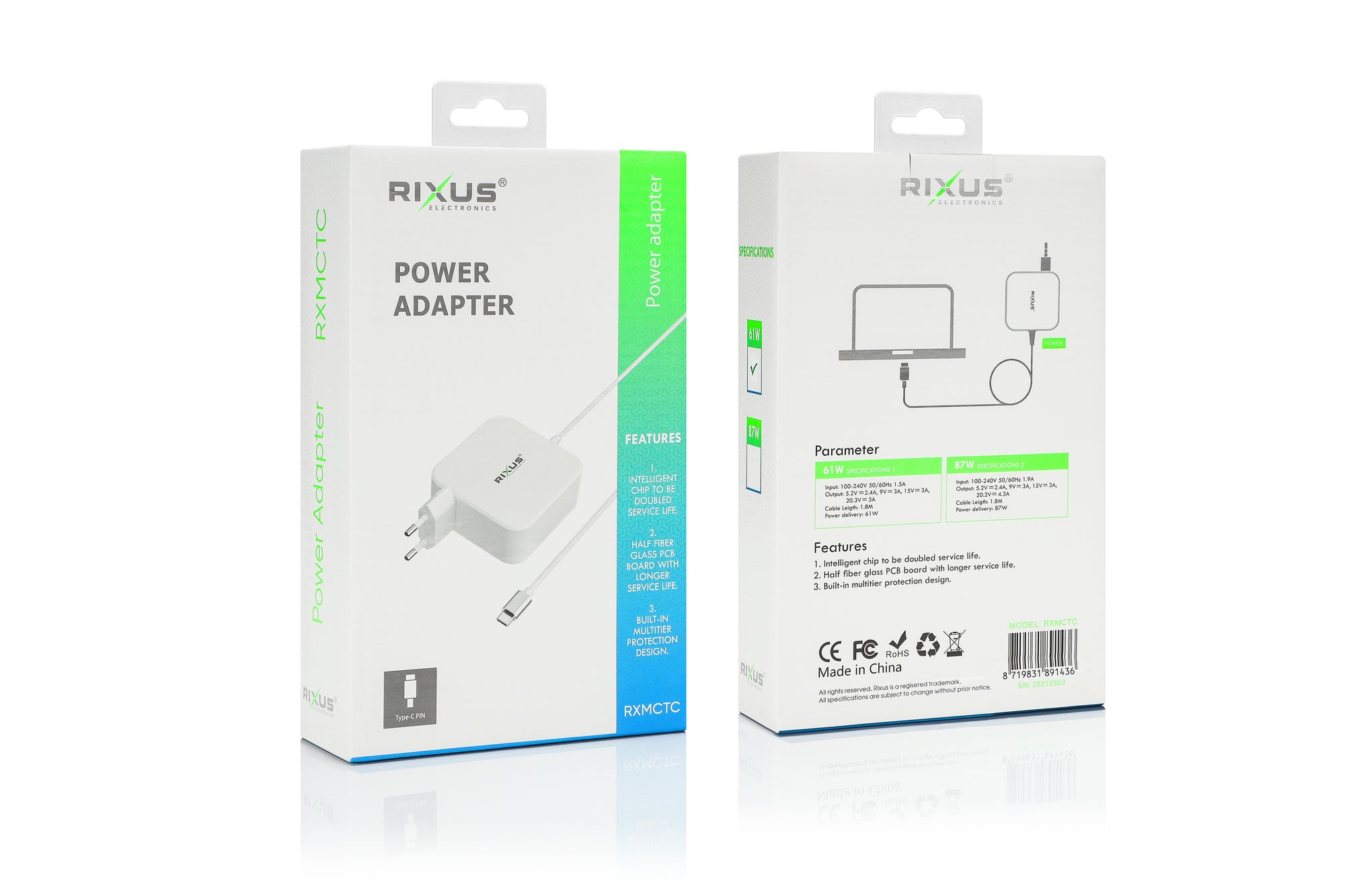 Rixus RXMCTC 61W Charger For Macbook USB C Type