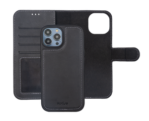 Rixus For iPhone 12, 12 Pro Duo Magnetic Detachable Wallet Black