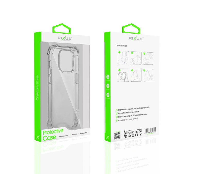 Rixus For iPhone 13 Pro Anti-Burst Case Transparent